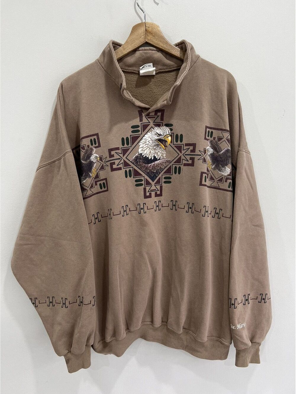 Vintage Eagle Animal Sweater Sweatshirt brown aztec XXL